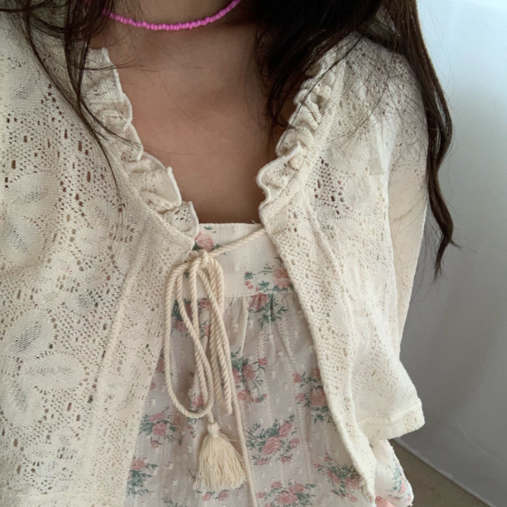 [OUTER] Nymph Tassel Lace Bolero Cardigan(2color)