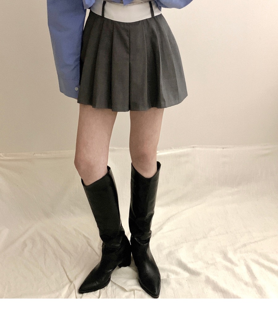 [Bottom] Frida Pleats Mini Skirt-pants (2color)