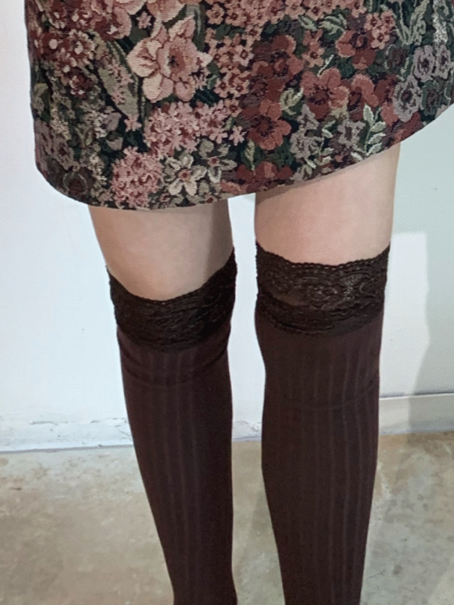 Lace knee-high socks / 4 colors