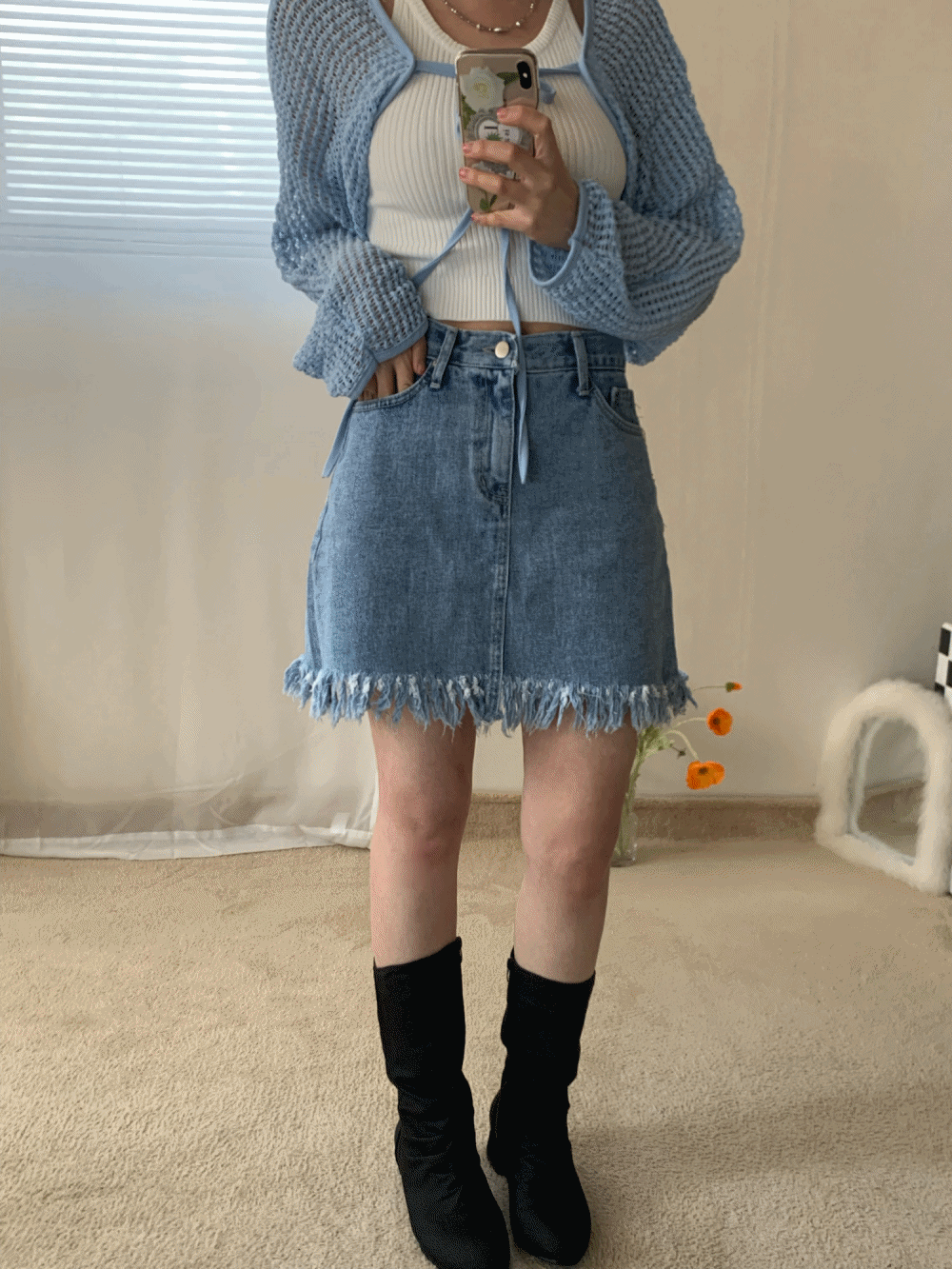 [Skirt] Island fringe denim skirt / 2 colors