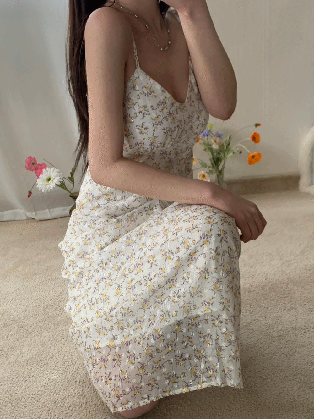 [Dress] Soy flower bustier dress / 2 colors