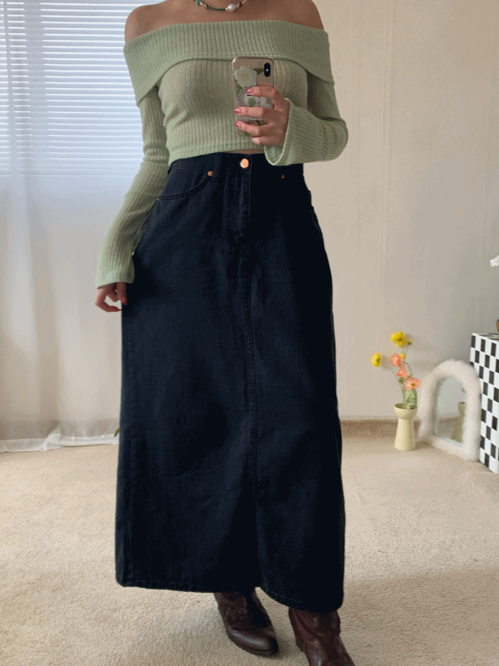 [Skirt] Benny denim pocket skirt / one color
