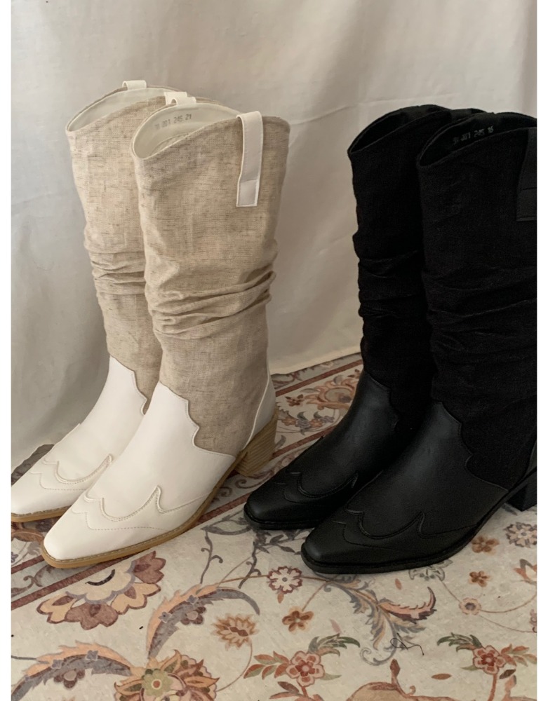 [Acc] Linen half western boots / 2 colors