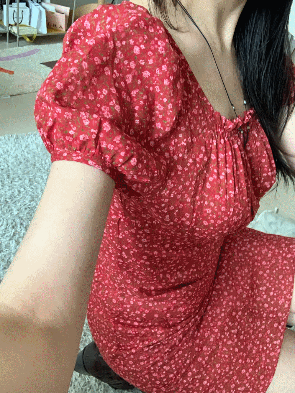 [Dress] Mei floral mini dress : red