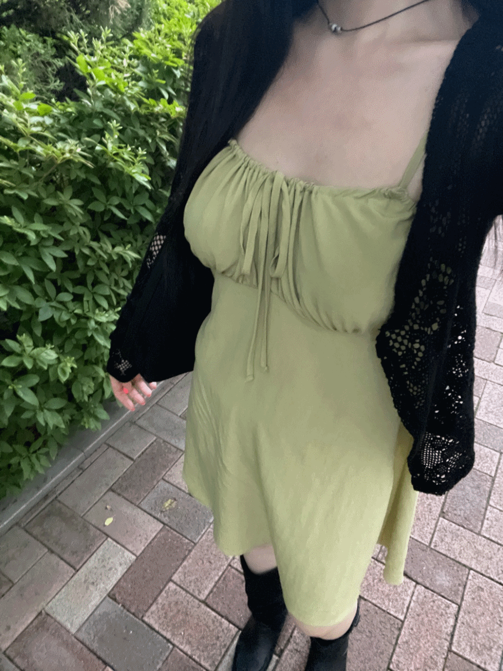 [Dress] Rinako ribbon mini dress / 2 colors
