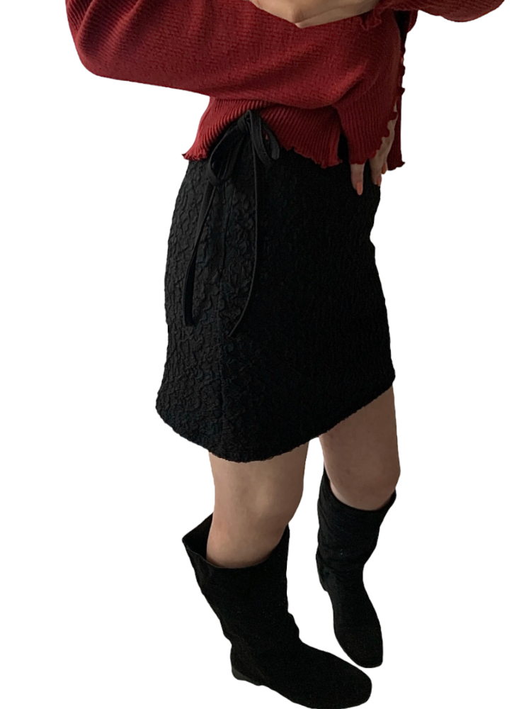 [Skirt] Vinca Ribbon Strap Mini Skirt / one color