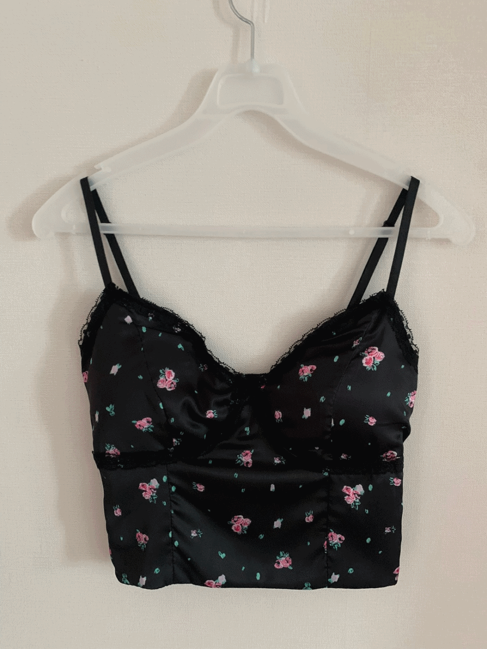 [Top/ Innerwear] Rosy Floral Satin Bustier / one color