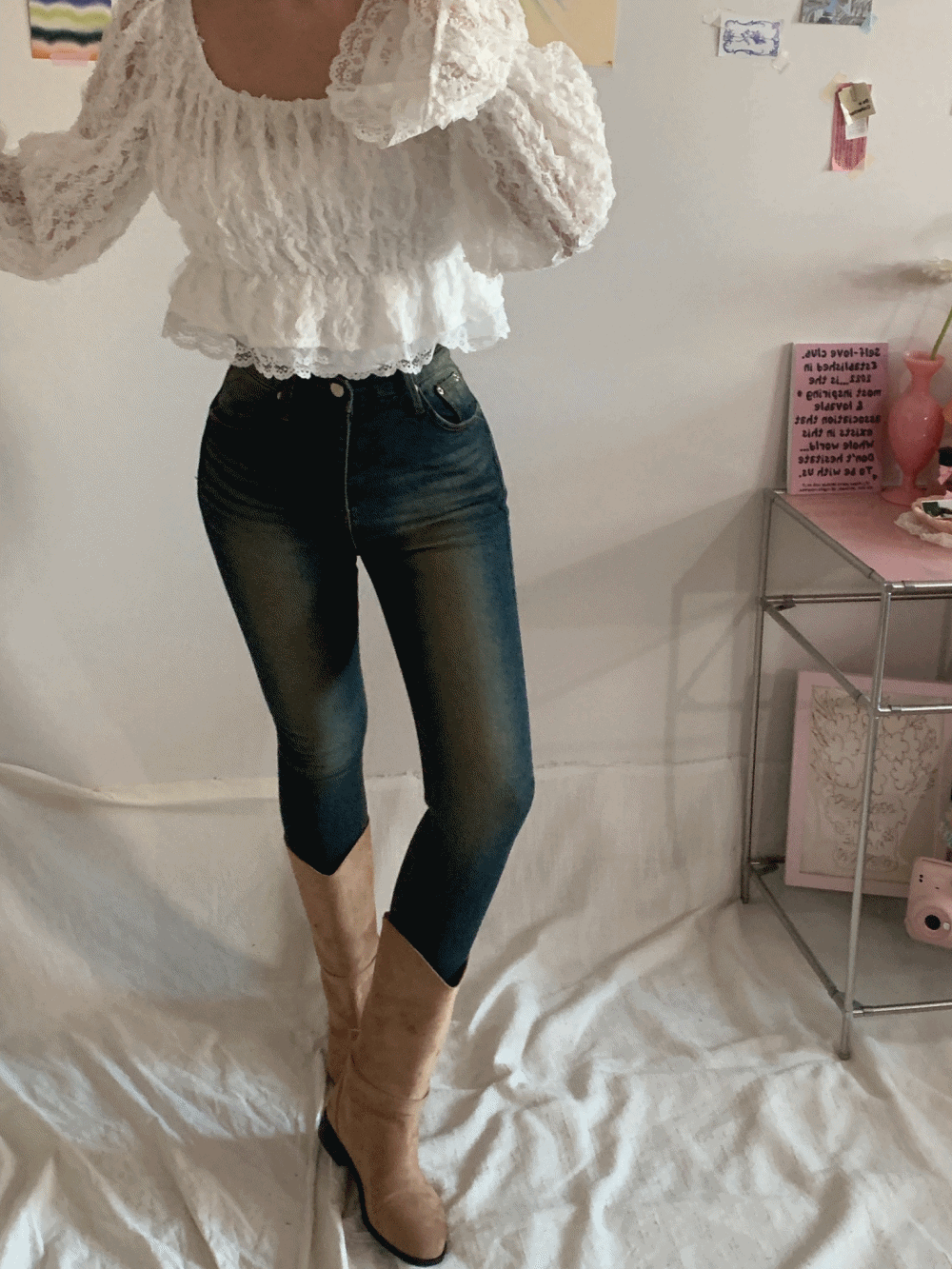 [Bottom] Opaque Skinny Denim Jeans / one color